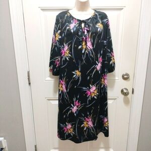 Flutterbye Size S/M Floral Long Sleeve Dress - Black with Pink and Yellow